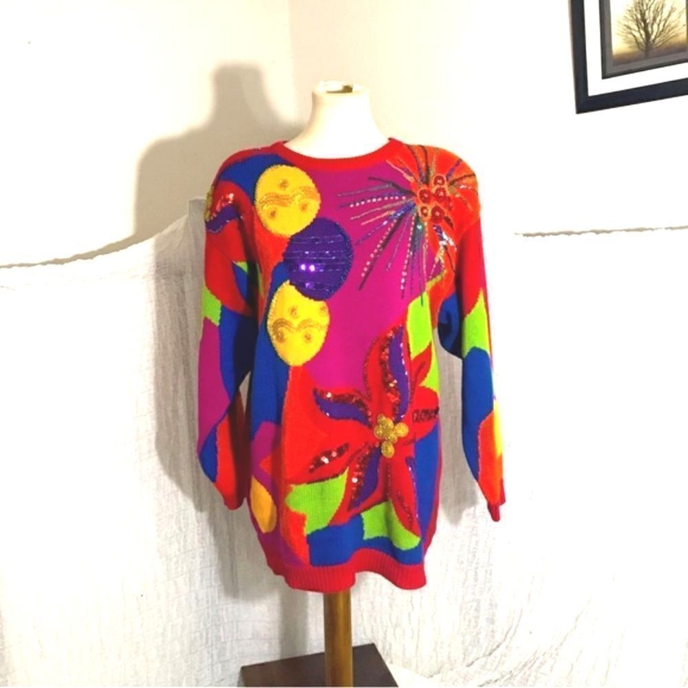 I.B. Diffusion VTG Original 90's Colorful Sweater Size Small